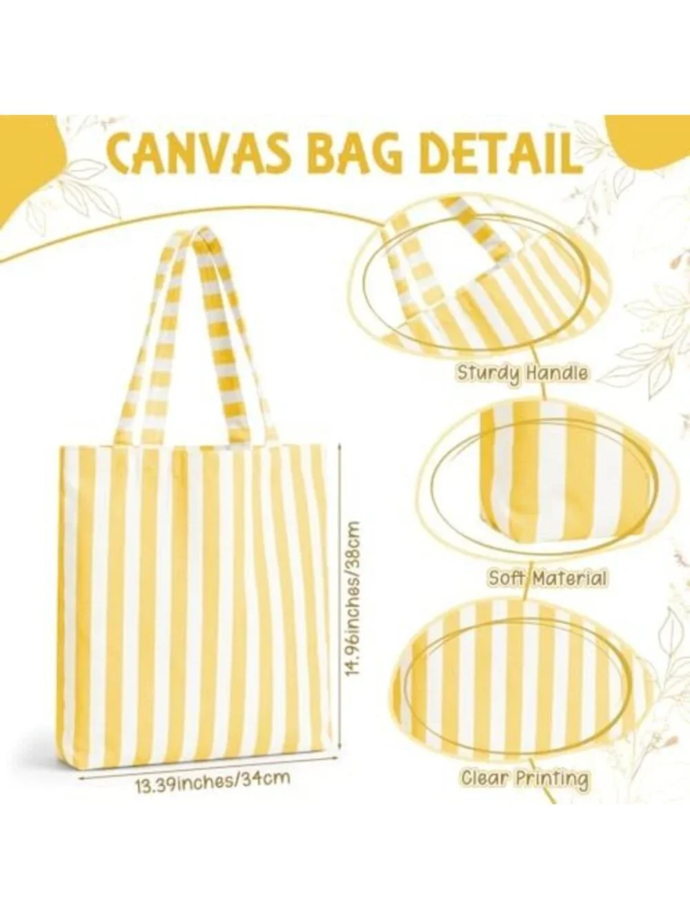 Stylish Striped Canvas Tote Bag for Women | Versatile, Lightweight, Perfect for